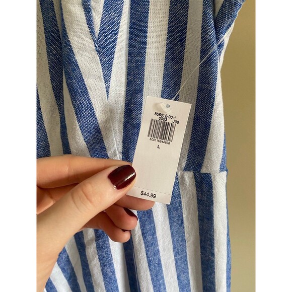 NWT Old Navy Fit & Flare Sleeveless Midi Dress Blue White Stripe Size Large - Picture 9 of 10